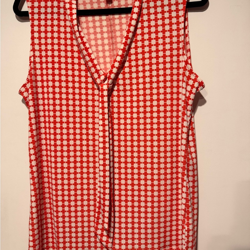 Banana Republic Red and White Checkered Blouse